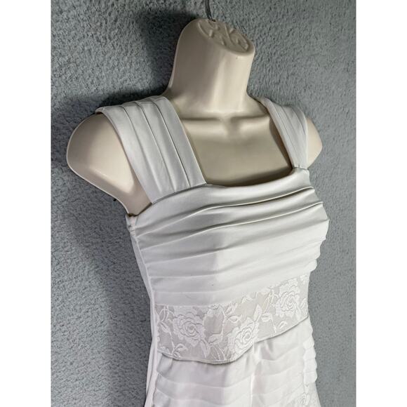 En Focus Studio White Sleeveless‎ Lace Panel Sheath Dress Size 4 Bridal Cocktail - Picture 10 of 12